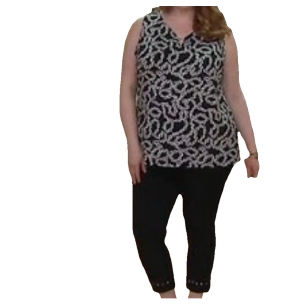 Susan Graver Women's Liquid knit tank blouse w/ chain print + ring detail Size L